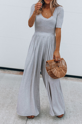 Combinaisons basiques à col en U et à fentes solides